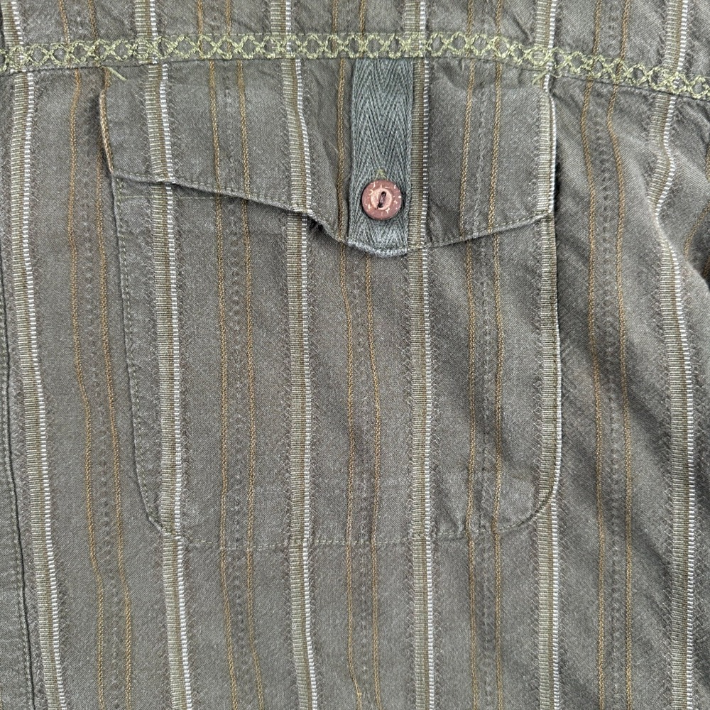 REI Mens Button‎ Down Shirt XXL Olive Green Striped Long Sleeve Cotton - Picture 11 of 14